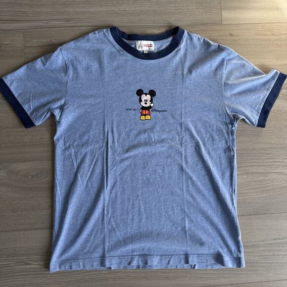 Disney Tops - Hong Kong Disneyland T Shirt‎ Ringer Tee Short Sleeve Blue Women’s Large